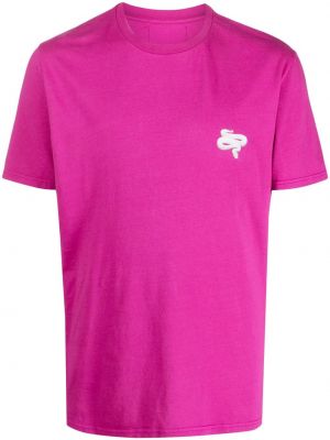 Bombažna majica s potiskom s kačjim vzorcem Les Hommes roza