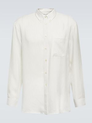 Hodvábna pruhovaná bavlnená košeľa Saint Laurent béžová
