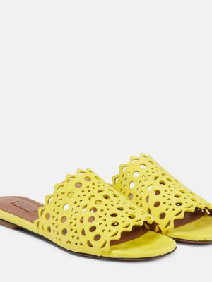 Sandale din piele de căprioară Alaã¯a galben