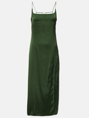 Saténové midi šaty Jacquemus zelené