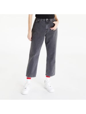 Rovné kalhoty s vysokým pasem Tommy Jeans černé