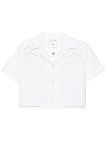 Bombažna lanena srajca Marine Serre bela