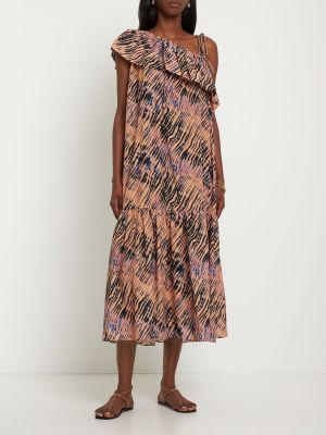 Viskózové bavlněné dlouhé šaty Ulla Johnson růžové