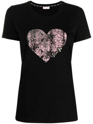 Křišťálové tričko s potiskem se srdcovým vzorem Liu Jo