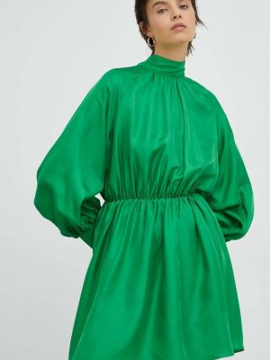 Hedvábné mini šaty Samsøe Samsøe zelené