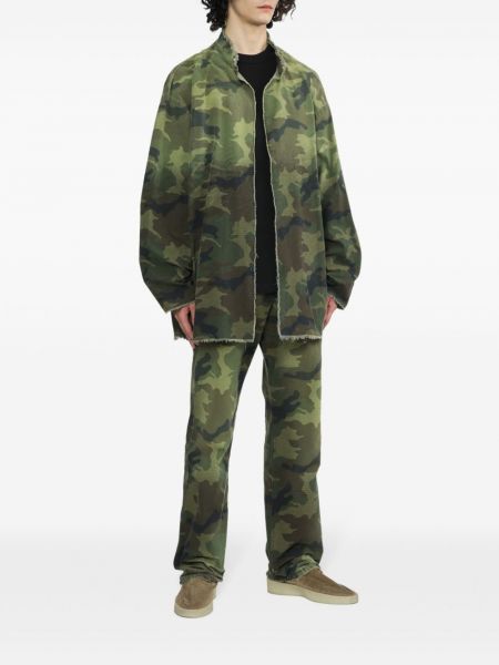 Distressed jacke mit print mit camouflage-print 424 grün