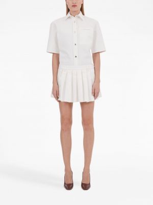 Plisované bavlněné mini sukně Ferragamo bílé