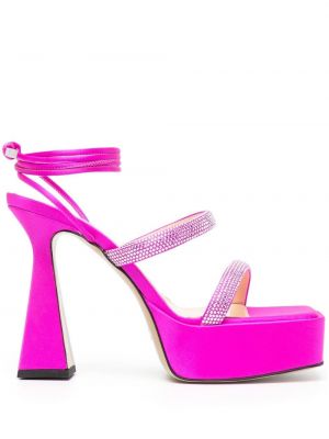 Sandales ar kristāliem Mach & Mach rozā