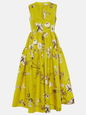 Платье миди в цветочек с принтом Erdem желтое