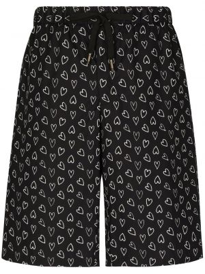 Chino hlače s printom s uzorkom srca Dolce & Gabbana crna