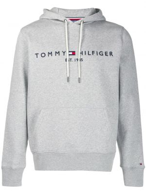 Kapučdžemperis ar izšuvumiem Tommy Hilfiger pelēks