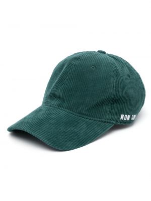 Haftowana czapka z daszkiem sztruksowa Ron Dorff zielona