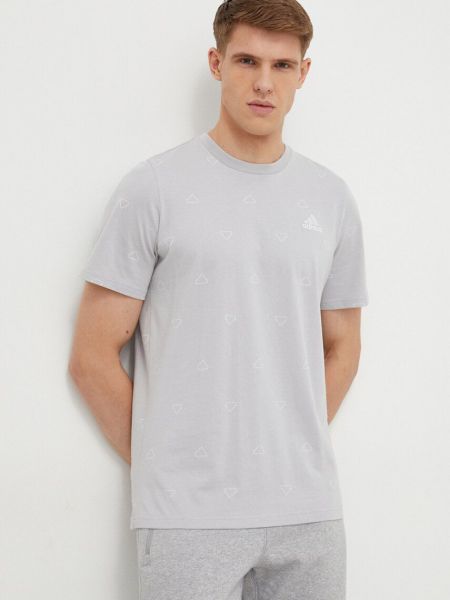 Bavlněné tričko Adidas šedé