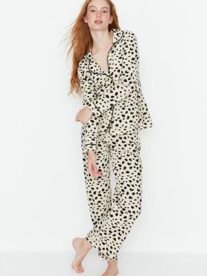 Loomamustriline mustriline pidžaama Trendyol valge