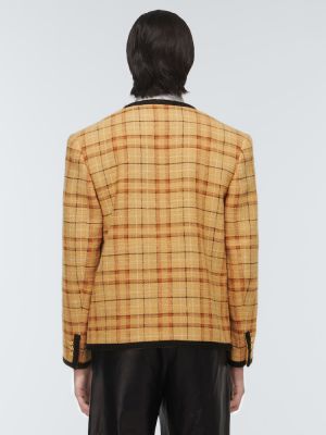 Lniana kurtka bawełniana w kratkę Gucci pomarańczowa