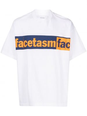 T-shirt z nadrukiem bawełniana z krótkim rękawem Facetasm - biały