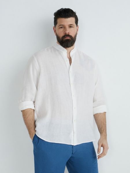 Camisa de lino manga larga Mirto blanco