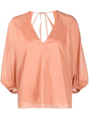 Bombažna bluza z v-izrezom Paul Smith oranžna