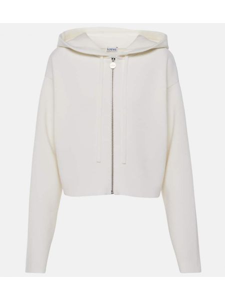 Blixtlås ull hoodie Loewe vit