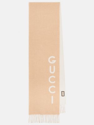 Жаккардовый кашемировый шерстяной шарф Gucci