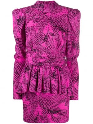 Vestido de cóctel con estampado con estampado abstracto Alessandra Rich rosa