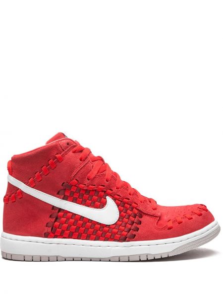 Zapatillas de cuero con trenzado Nike Dunk rojo