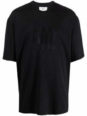 T-shirt ricamato Ami Paris nero