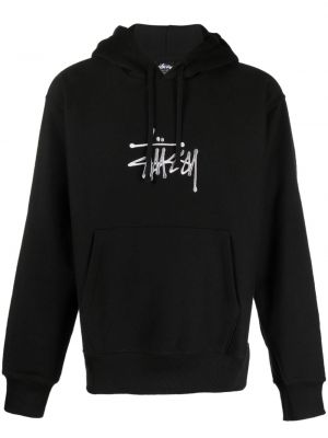 Pamučna hoodie s kapuljačom Stüssy crna