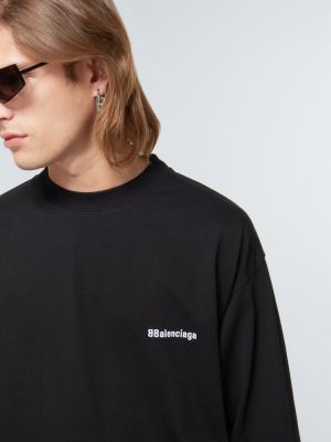 Kokvilnas džemperis džersija Balenciaga melns