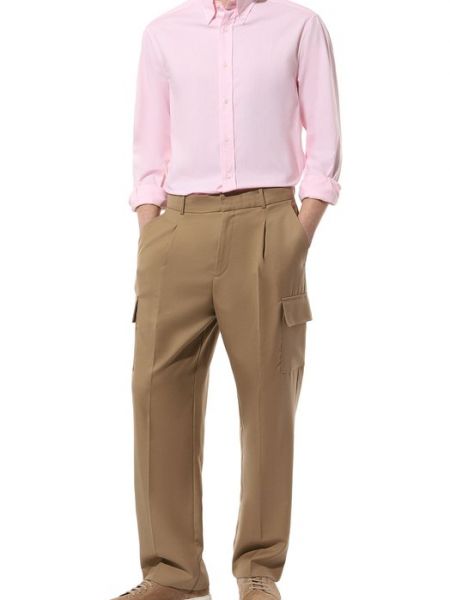 Хлопковая рубашка Brunello Cucinelli розовая