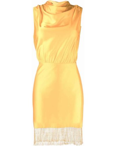 Μini φόρεμα με κρόσσια Patrizia Pepe κίτρινο