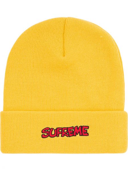 Dzianinowa czapka Supreme żółta