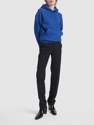 Fleece hoodie mit stickerei Saint Laurent blau