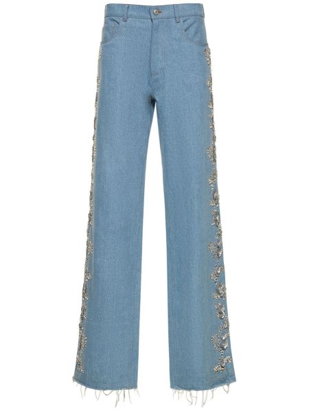 Jeans brodeés large Magda Butrym bleu