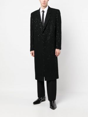 Tvídový kabát s flitry Saint Laurent černý
