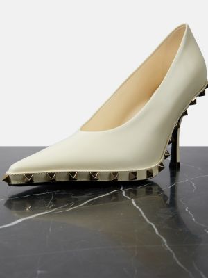 Кожени полуотворени обувки Valentino Garavani бяло