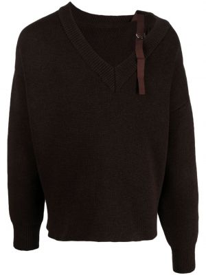 Sweter asymetryczny Jacquemus brązowy