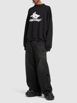 Kokvilnas sportiska stila džemperis Balenciaga melns
