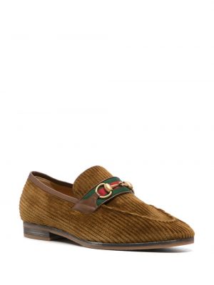 Nahast velvetist loafer-kingad Gucci pruun