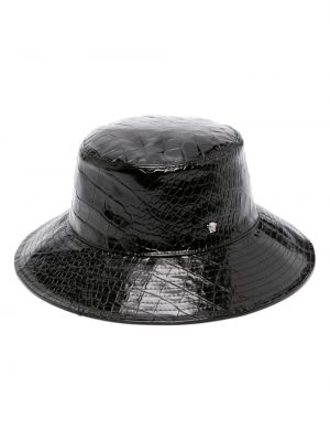 Кожена шапка Versace черно
