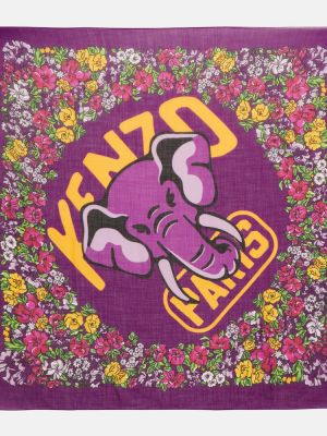 Fular de lână din cașmir cu imagine Kenzo violet