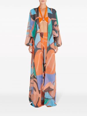 Kalhoty s potiskem s abstraktním vzorem Silvia Tcherassi oranžové