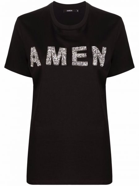 Camiseta con apliques Amen negro