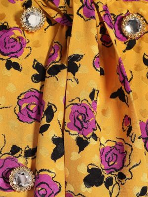 Abito midi di seta a fiori in tessuto jacquard Alessandra Rich giallo