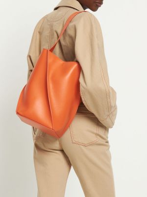 Кожени шопинг чанта Yuzefi оранжево