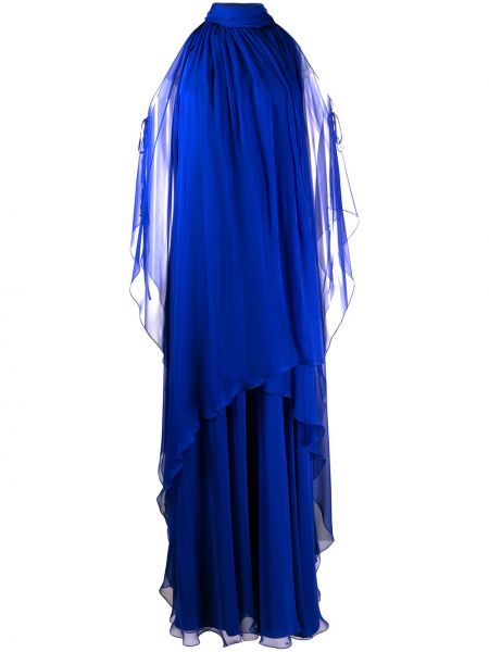 Vestido de noche drapeado Alberta Ferretti azul