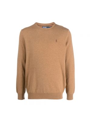 Dzianinowy sweter Polo Ralph Lauren brązowy