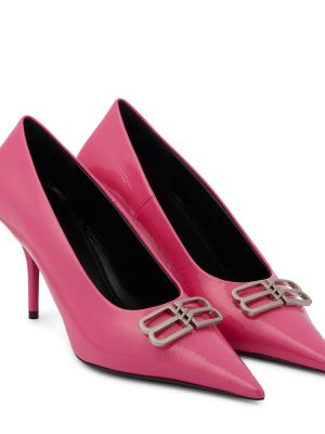 Кожени полуотворени обувки Balenciaga розово