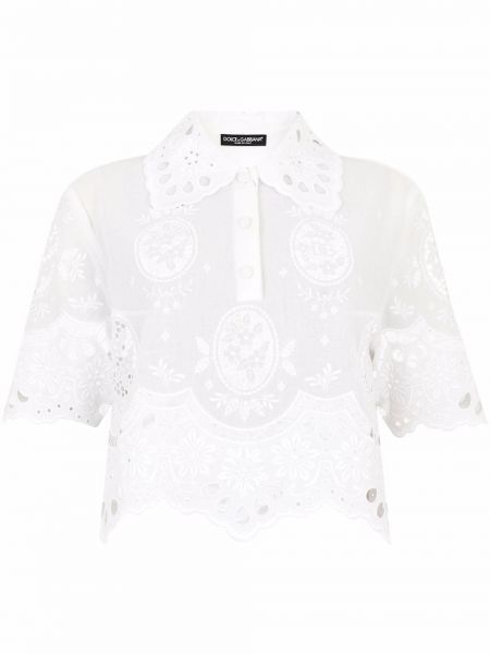 Памучна блуза бродирана Dolce & Gabbana бяло