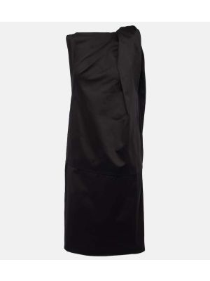 Lniana sukienka bawełniana Toteme czarna